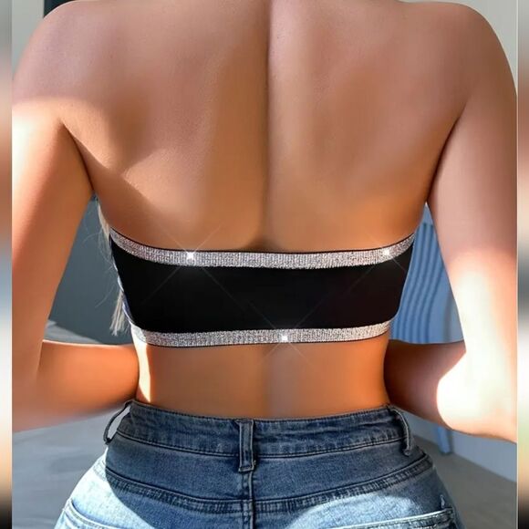 Strapless bandeau bra with silver embellishments - Picture 2 of 3